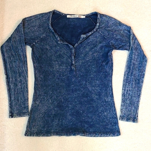 Michael Stars Tops - DONATING 6/10 LIKE NEW Michael Stars OS Dark blue heathered henley layering tee